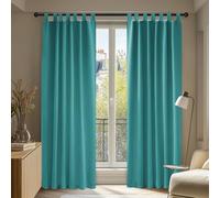 Deconovo Super Soft Window Treatments Noise Reducing and Energy Saving Blackout Curtains Thermal Insulated Tab Top Curtains for Boys Room Turquoise W55 x L79 Inch One Pair
