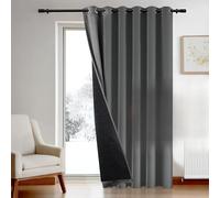 Deconovo Thermal Blackout Curtain Eyelet, Cold Resistant Door Curtain with Thick Microfiber Quilted Lining 2 Layers, Energy Saving Curtain for Bedroom, 80 x 84 Inch, Dark Grey, 1 Panel