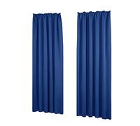 Deconovo Thermal Blackout Curtains with Ruffle Tape 220 x 140 cm (H x W) Royal Blue Set of 2
