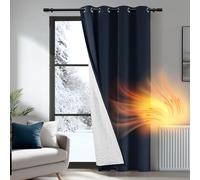 Deconovo Thermal Blackout Door Curtain - 52"x 90" Navy Blue Panel With 2-Layer Eyelet Design, Thick Microfiber Liner, Windproof and Noise Reducing for Big Windows, 1 Panel