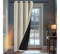 Deconovo Thermal Blackout Door Curtain, Energy Saving Eyelet Curtain with Thick Microfiber Quilted Lining, Cold Resistant Double Layers, 79 x 102 Inch, Light Beige, 1 Panel