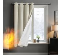 Deconovo Thermal Curtain Eyelet, Blackout Curtain with Extra Thick Microfiber Lining, Noise Protection Sunlight Blocking Drapes for Small Window, 52 x 63 Inch(Width x Length), Light Beige, 1 Panel