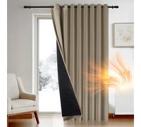 Deconovo Thermal Curtain for Door, Extra Wide Window Panel with Thick Microfiber Quilted Lining, Eyelet Blackout Curtain for Bedroom, W 110" x L 96", Khaki, 1 Panel