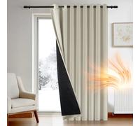 Deconovo Thermal Curtain for Door, Extra Wide Window Panel with Thick Microfiber Quilted Lining, Eyelet Blackout Curtain for Bedroom, W 110" x L 63", Light Beige, 1 Panel