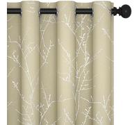 Deconovo Thermal Curtains Eyelet, Tree Branches Printed Bedroom Curtains 72 Inch Drop, Energy Saving Blackout Curtains for Kids Room, Beige, 66 x 72 Inch (Width x Length), 2 Panels