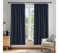 Deconovo Thermal Curtains Pencil Pleat for Bedroom, Thick Blackout Curtains, Heavy Blackout Curtains 66 x 84 Inch, Navy Blue, 2 Panels