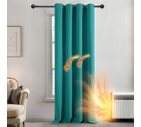 Deconovo Thermal Door Curtain Thermal Insulated Blackout Ring Top Curtain for Girls Bedroom 52"x 84" Turquoise 1 Panel