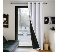 Deconovo Thermal Door Curtains, Energy Saving Window Panel with Thick Microfiber Lining, Draught Reduction Eyelet Blackout Curtain for Bedroom, 52 x 90 Inch (W x H), Silver Grey, 1 Piece