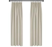 Deconovo Thermal Insulated Blackout Curtains for Window, Pencil Pleat Curtains Blackout Fabric, Energy Saving Window Curtains for Nursery, 66 x 84 Inch, Light Beige, Two Panels