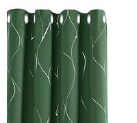 Deconovo Thermal Insulated Blackout Curtains Silver Wave Line Foil Printed Eyelet Curtains for Christmas Dark Forest W46 x L72 One Pair