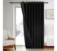 Deconovo Thermal Insulated Curtain for Door, Cold Resistant Blackout Curtain with Thick Microfiber Quilted Lining, Noise Reducing Eyelet Curtain for Living Room, 100 x 84 Inch, Black, 1 Panel