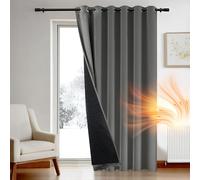 Deconovo Thermal Insulated Curtain for Door, Reduce Draughts Blackout Curtain with Thick Microfiber Quilted Lining, Eyelet Curtain for Bedroom, Light Grey, 79 x 102 Inch, 1 Panel