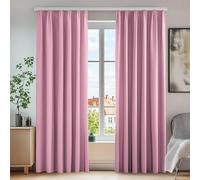 Deconovo Thermal Insulated Drapes Pencil Pleat Blackout Curtains Pink Curtains for Girls Bedroom W55 x L79 Pink One Pair