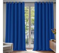 Deconovo Thermal Insulated Extra Wide Blackout Curtains 90x54 Inch Drop Energy Saving Noise Reducing Eyelet Curtains for Bedroom, 1 Pair, Blue