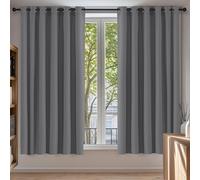 Deconovo Thermal Insulated Extra Wide Grey Curtains 90x54 Inch Drop Energy Saving Noise Reducing Eyelet Blackout Curtains for Bedroom, 1 Pair, Light Grey