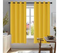 Deconovo Thermal Insulated Eyelet Blackout Curtains for Bedroom 46 x 54 Inch Mellow Yellow 2 Panels