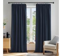 Deconovo Thermal Insulated Pencil Pleat Blackout Curtains, Super Soft Bedroom Black Out Curtains, Tape Top Extra Long Curtains for living Room, 90 x 108 Inch, Navy Blue, Two Panels
