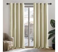 Deconovo Thermal Insulated Room Darkening Curtains Noise Reduction Energy Saving Eyelet Curtains for Livingroom, 52"x 63", Beige, 1 Pair