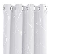 Deconovo Thermal Insulated Room Darkening Curtains Wave Line Foil Printed Eyelet Curtains for Kids Bedroom Silver Grey W55 x L114 One Pair