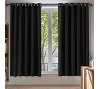 Deconovo Thermal Insulated Wide Black out Curtains Energy Saving Noise Reducing Eyelet Blackout Curtains for Bedroom Living Room, 90 x 54 Drop Inch, 1 Pair, Black