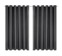 Deconovo Thermal Insulated Wide Curtains Grey Energy Saving Noise Reducing Eyelet Blackout Curtains for Living Room Bedroom, 90 x 72 Drop Inch, 1 Pair, Dark Grey