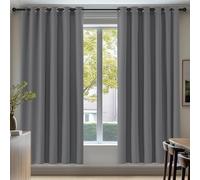 Deconovo Thermal Insulated Wide Grey Curtains 90x72 Inch Drop Energy Saving Noise Reducing Eyelet Blackout Curtains for Bedroom, 1 Pair, Light Grey