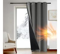 Deconovo Thick Thermal Door Curtain 52 x 84 Inch, Cold Resistant Blackout Curtain with Thick Microfiber Quilted Lining, Super Soft Bedroom Curtain for Door, Light Grey, 1 Panel