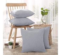 Deconovo Throw Pillow Cases Faux Linen Texture Pillow Covers Cushion Covers for Sofa Cushions with Invisible Zipper 18x18 Inch 4 Pieces Neutral Grey