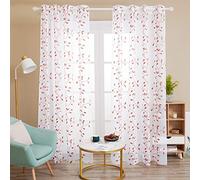 Deconovo Top Ring Leaf Embroidery Net Curtains Semi Transparent Curtains Faux Orange Sheer Curtains for Living Room 55 x 94 Drop Inch Orange 2 Panels