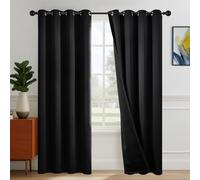 Deconovo Total Blackout Curtains Eyelet Black Curtains Energy Saving Super Soft Thermal Insulated Panels with for Bedroom 66 x 90 Inch 1 Pair
