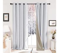 Deconovo Total Blackout Curtains Faux Linen Eyelet Curtains for Bedroom, Grey, 2x W66 x L54