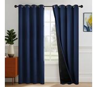 Deconovo Total Blackout Curtains, Light Blocking Eyelet Curtains, Home Decorative Thermal Insulated Panels for Kitchen, 46 x 54 Inch, Navy Blue, One Pair