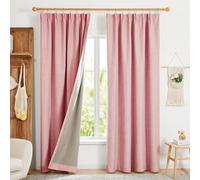 Deconovo Total Blackout Pencil Pleat Thermal Curtains Energy Saving Linen Effect Window Treatments for Living Room, Blush Pink W46 x L54 One Pair