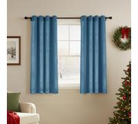 Deconovo Velvet Curtains Soft Bedroom Curtains Thermal Insulated Elegent Eyelet Room Darkening Drapes for Living Room 66 x 54 Inch Stone Blue One Pair