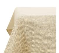 Deconovo Water Resistant Tablecloth Rectangle Faux Linen Tablecloth Plain Wipeable Table Cover for Garden Table 55x98in(140x250cm) Beige