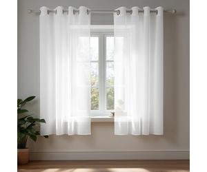 Deconovo White Voile Curtains 55"x 54" Eyelet Net Curtains Kitchen 1 Pair