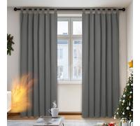 Deconovo Window Treatment Blackout Curtains Tab Top Thermal Insulated Decorative Soft Energy Saving Room Darkening Curtains for Kid 55 x 102 Inch Light Grey Set of 2