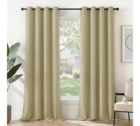 Deconovo Window Treatment Super Soft Room Darkening Curtains Thermal Insulated Eyelet Curtains for Girls Bedroom 46 x 90 Inch Beige 2 Panels