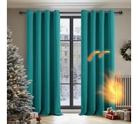 Deconovo Window Treatment Super Soft Solid Thermal Insulated Eyelet Bedroom Blackout Curtains for Kids Turquoise 46x84 Inch 2 Panels