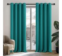 Deconovo Window Treatment Super Soft Solid Thermal Insulated Eyelet Bedroom Blackout Curtains for Kids Turquoise 46x63 Inch 2 Panels