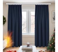 Deconovo Window Treatment Thermal Insulated Blackout Curtains Pencil Pleat Curtains for Bedroom Navy Blue W55 x L96 Inch 2 Panels