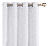 Deconovo Window Valances Room Darkening Eyelet Curtains, Diamond Foil Printed Thermal Insulated Curtains for Kitchen Baby Nursery, 52 x 45 Inch(Width x Length), Silver Grey, One Pair