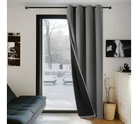 Deconovo Windproof Blackout Curtain, Cold Resistant Front Door Curtain with Thick Microfiber Quilted Lining, Noise Reducing Thermal Eyelet Curtain for Boys Bedroom, 100 x 84 Inch, Light Grey, 1 Panel