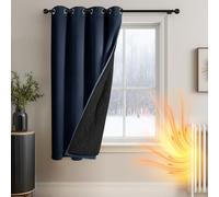 Deconovo Windproof Door Curtain with Thick Microfiber Quilted Lining, Home Decorative Blackout Curtain for Bedroom, Eyelet Thermal Curtain for Living Room, 52 x 63 Inch, Navy Blue, 1 Panel