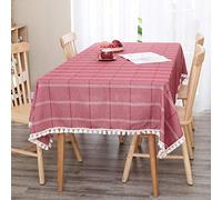 Deconovo Wipeable Tablecloth Cotton Water Resistant Table Cloth Rectangular Water Resistant Tablecloth for Kids Painting 132x178cm(52x70inch) Red