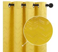 Deconovo Yellow Curtains for Bedroom Gold Zigzag Lines Foil Printed Thermal Insulated Eyelet Curtains 46 x 72 Inch Mellow Yellow 2 Panels