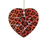 Deconstructed Fragmented Leopard Print Ceramic Ornament - Thank You Gifts,Sublimation Ornaments for Home Decors,Heart Ornament for Christmas Tree Holidays Decorations