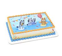 DecoPac DecoSet® Bluey Dance Mode Cake Toppers, 3 Piece Cake Decoration With Bluey And Bingo Figurines and Muffin & Socks Poly Pic, For Birthday, Parties, Celebration