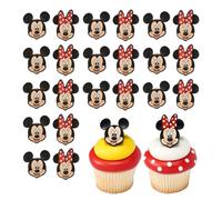 DecoPac Disney's Mickey Mouse and Minnie Mouse Rings, 24 Classic Disney Cupcake Decorations, Cake Toppers For Birthday, Parties, Celebrations - 24 Pack