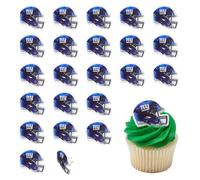 DecoPac NFL New York Giants Helmet Rings, 24 Football Cupcake Decorations, Officially Licensed, Football Rings, Food Safe Cake Toppers - 24 Pack